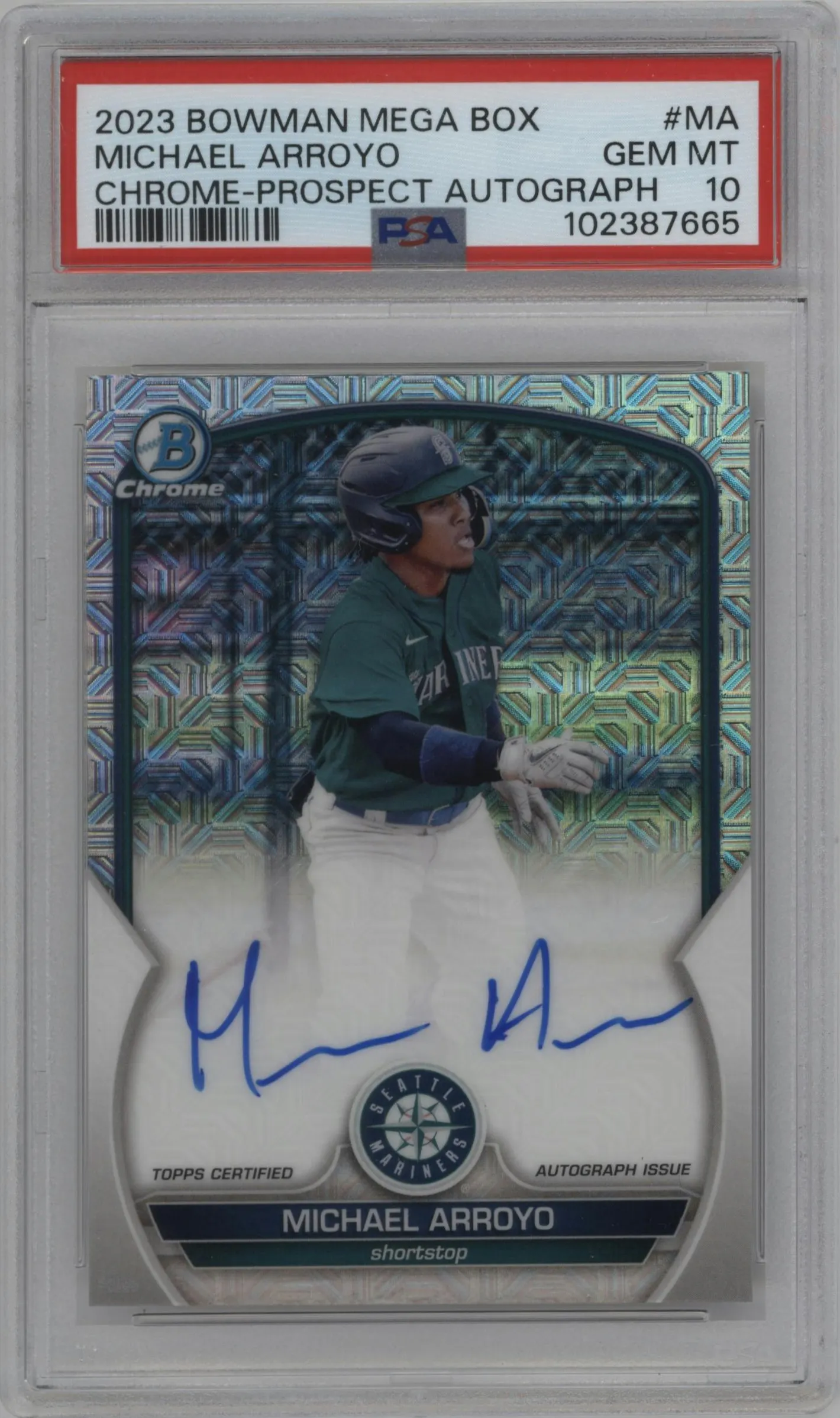 2023 Bowman Mega Box Chr.Pros.Auto Michael Arroyo #BMA-MA PSA 10