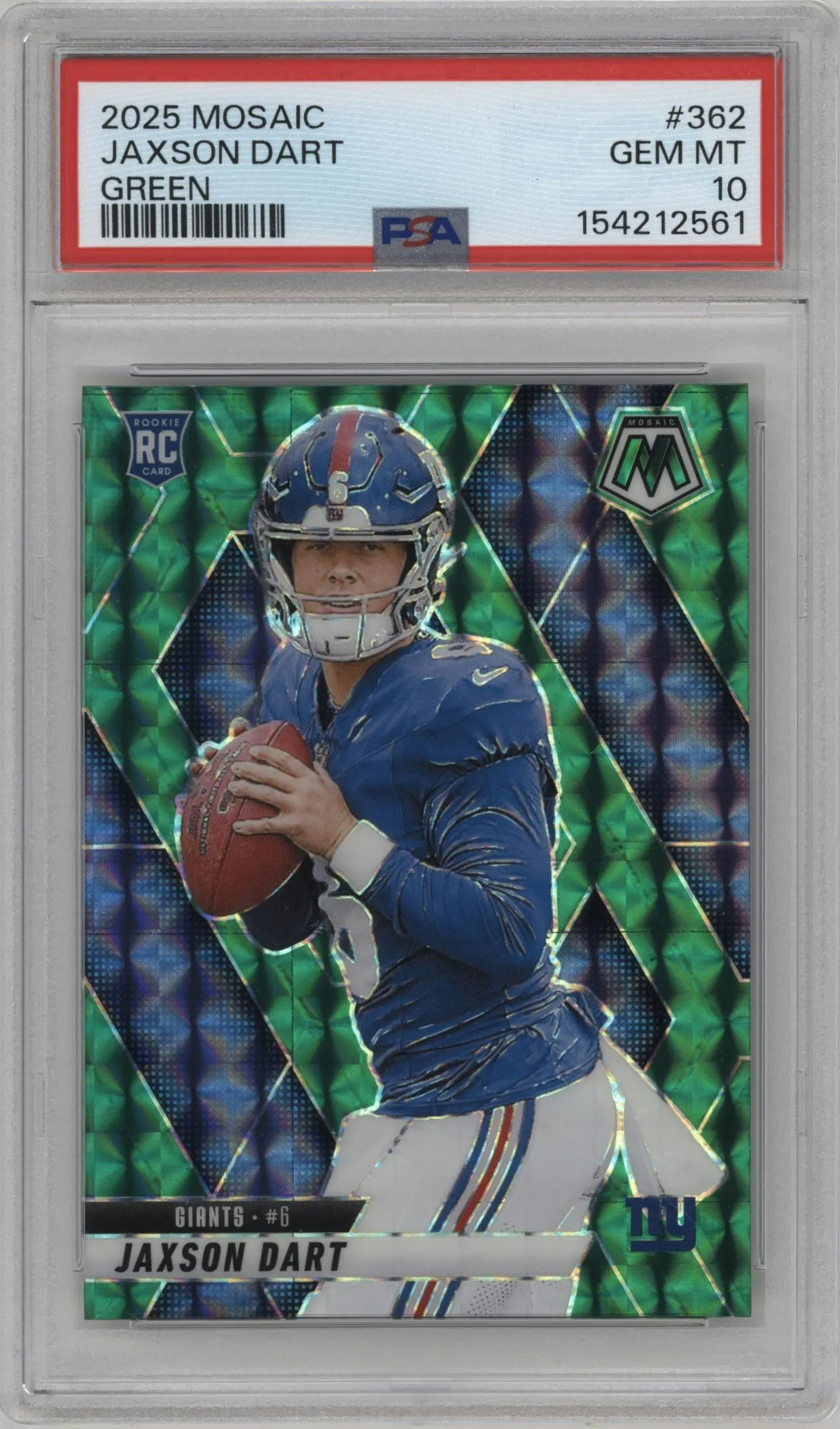 2025 Panini Mosaic Jaxson Dart Green Mosaic #362 PSA 10