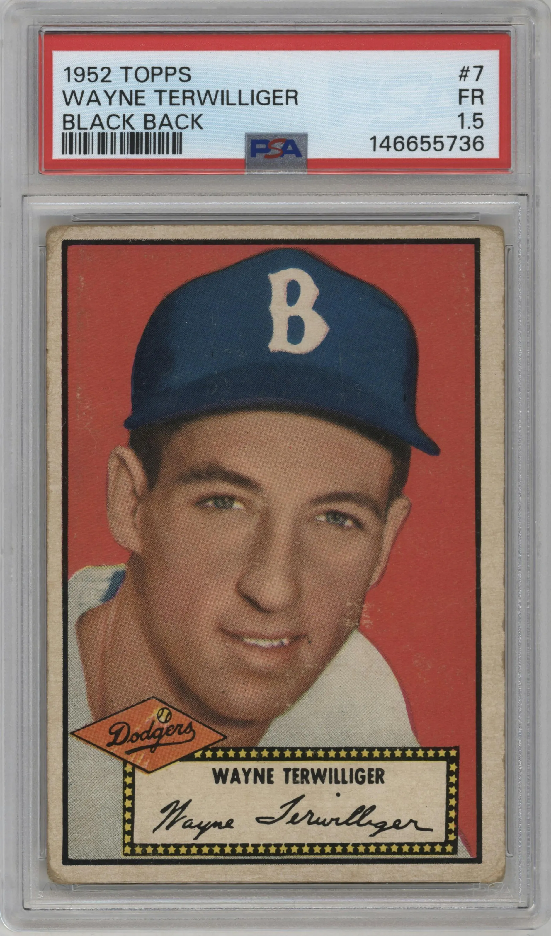 1952 Topps Wayne Terwilliger Black Back #7 PSA 1.5