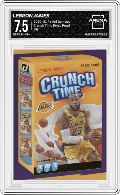 2020 Panini Donruss Crunch Time LeBron James Press Proof #8 ARENA CLUB 7.5