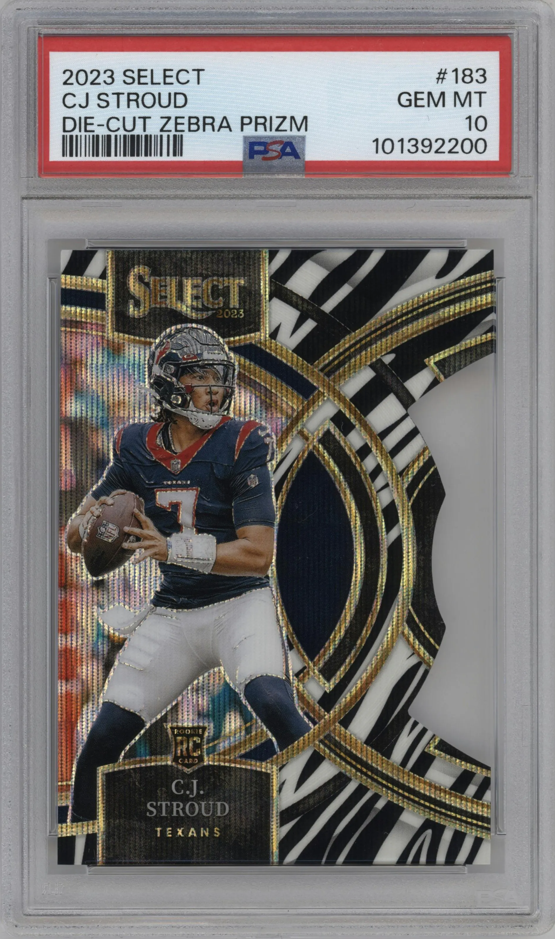 2023 Panini Select Pre.Lvl. C.J. Stroud Die-Cut Zebra PSA 10