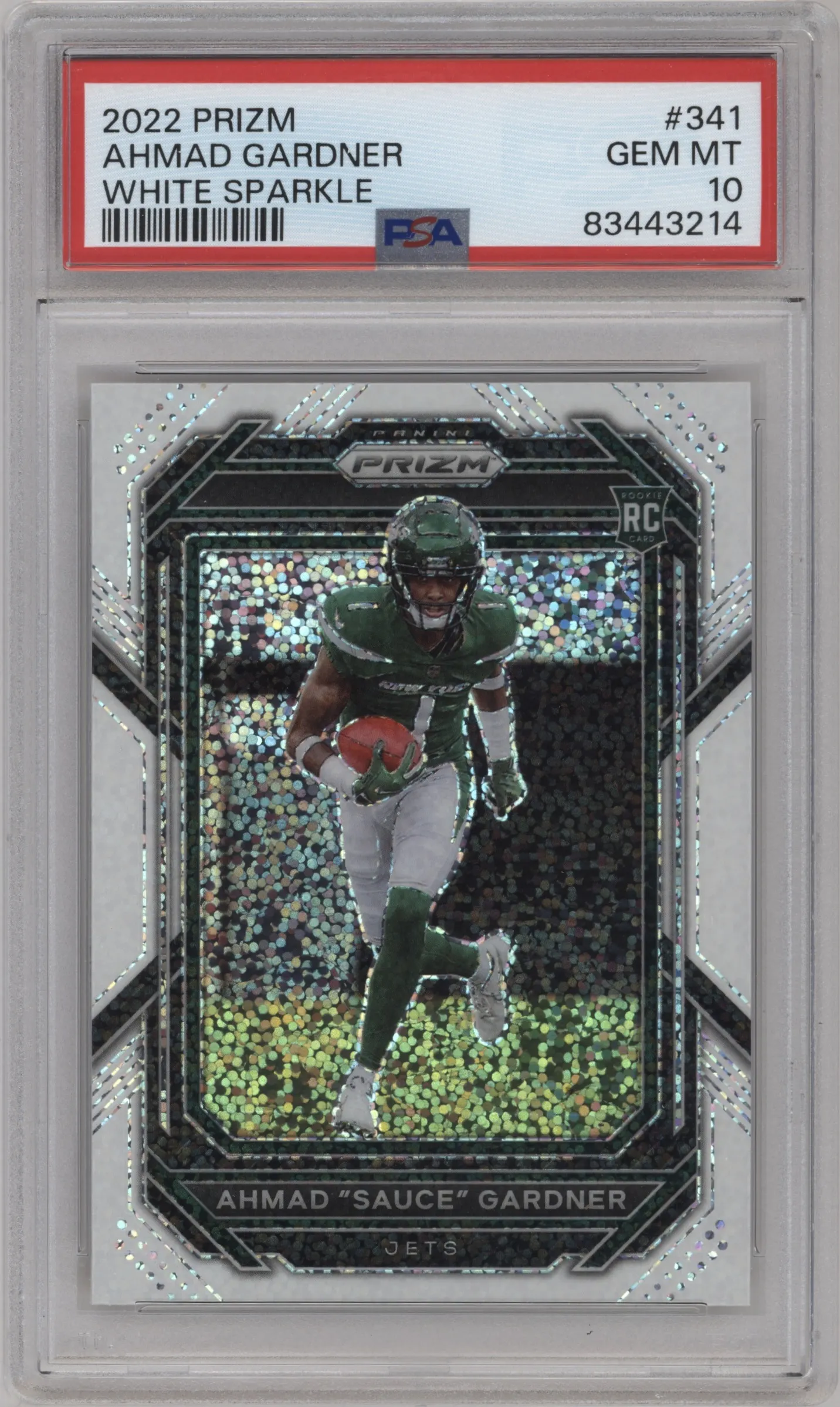 2022 Panini Prizm Ahmad "Sauce" Gardner White Sparkle #341 PSA 10