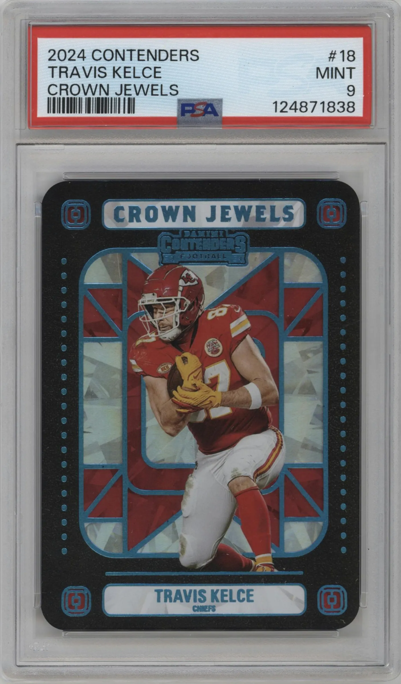 2024 Panini Contenders Crown Jewels Travis Kelce #18 PSA 9
