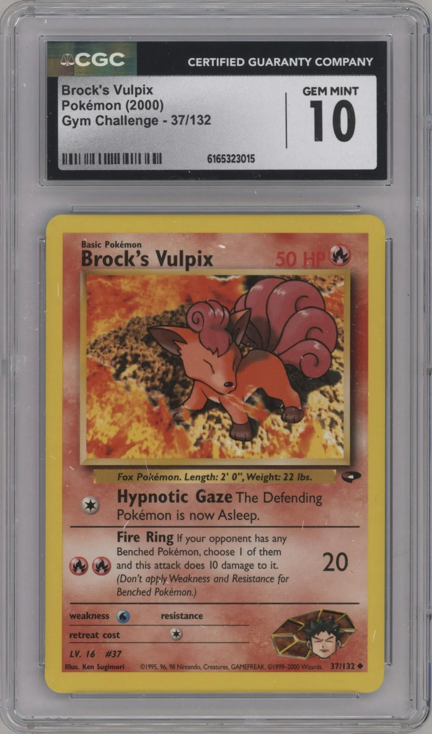 2000 Pokemon GH Gym Challenge Brock's Vulpix CGC 10