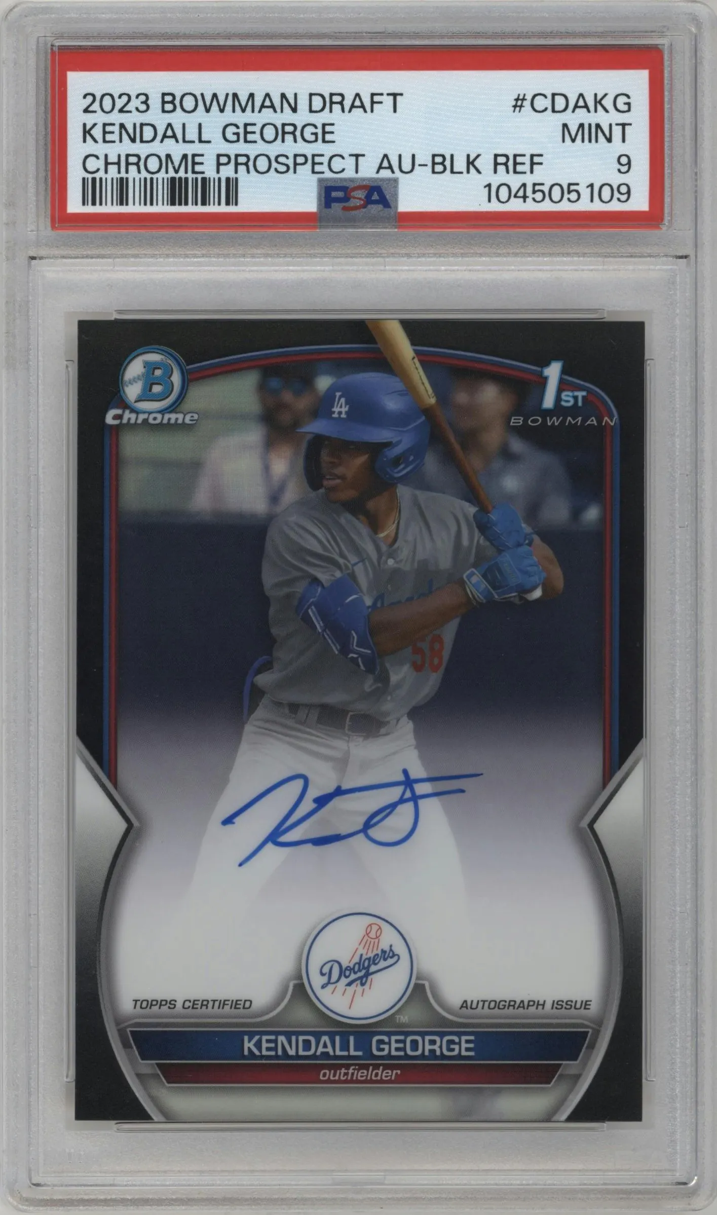 2023 Bowman Draft Chr.Pros.Auto Kendall George Black Refractor #CDA-KG PSA 9