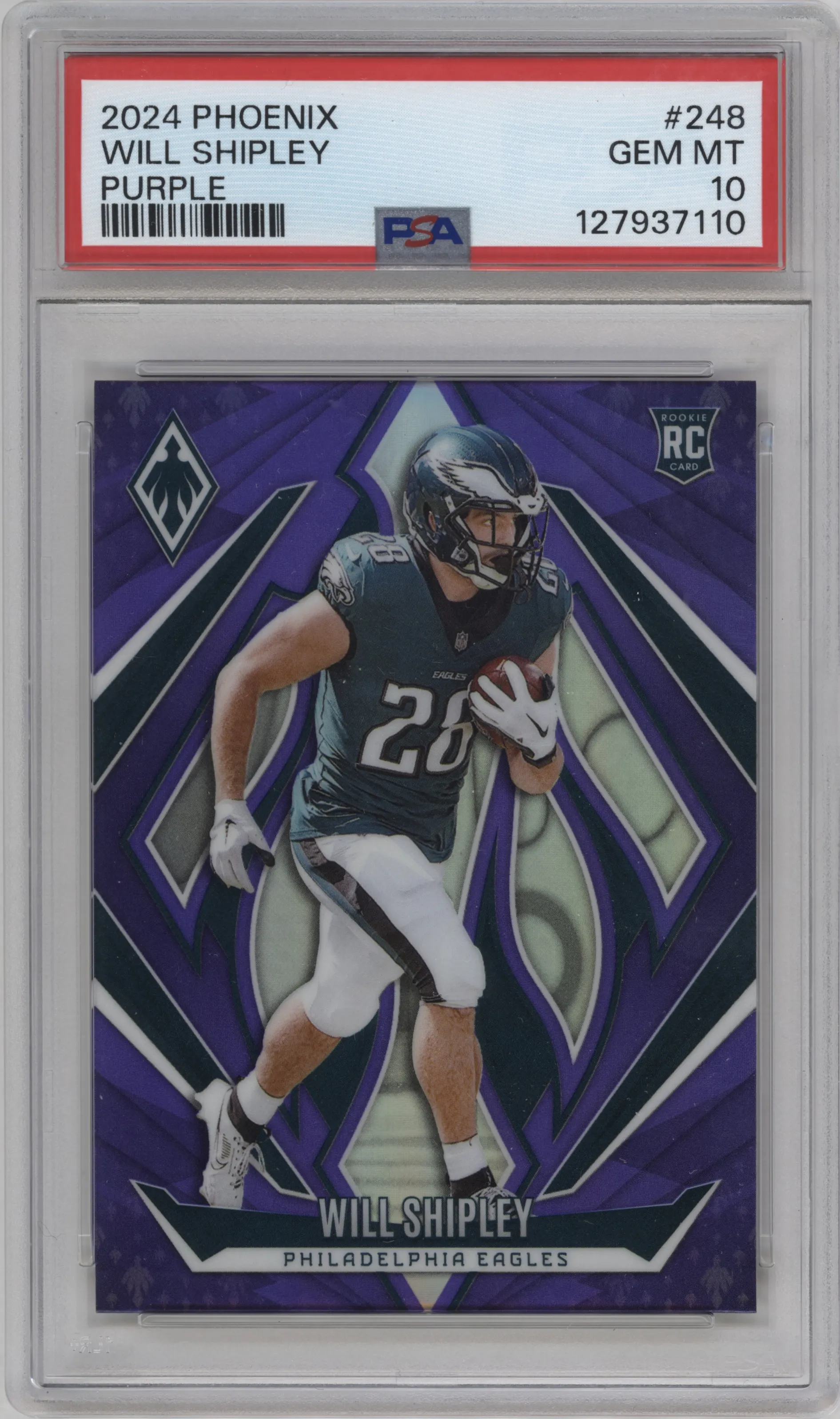 2024 Panini Phoenix Will Shipley Purple #248 PSA 10