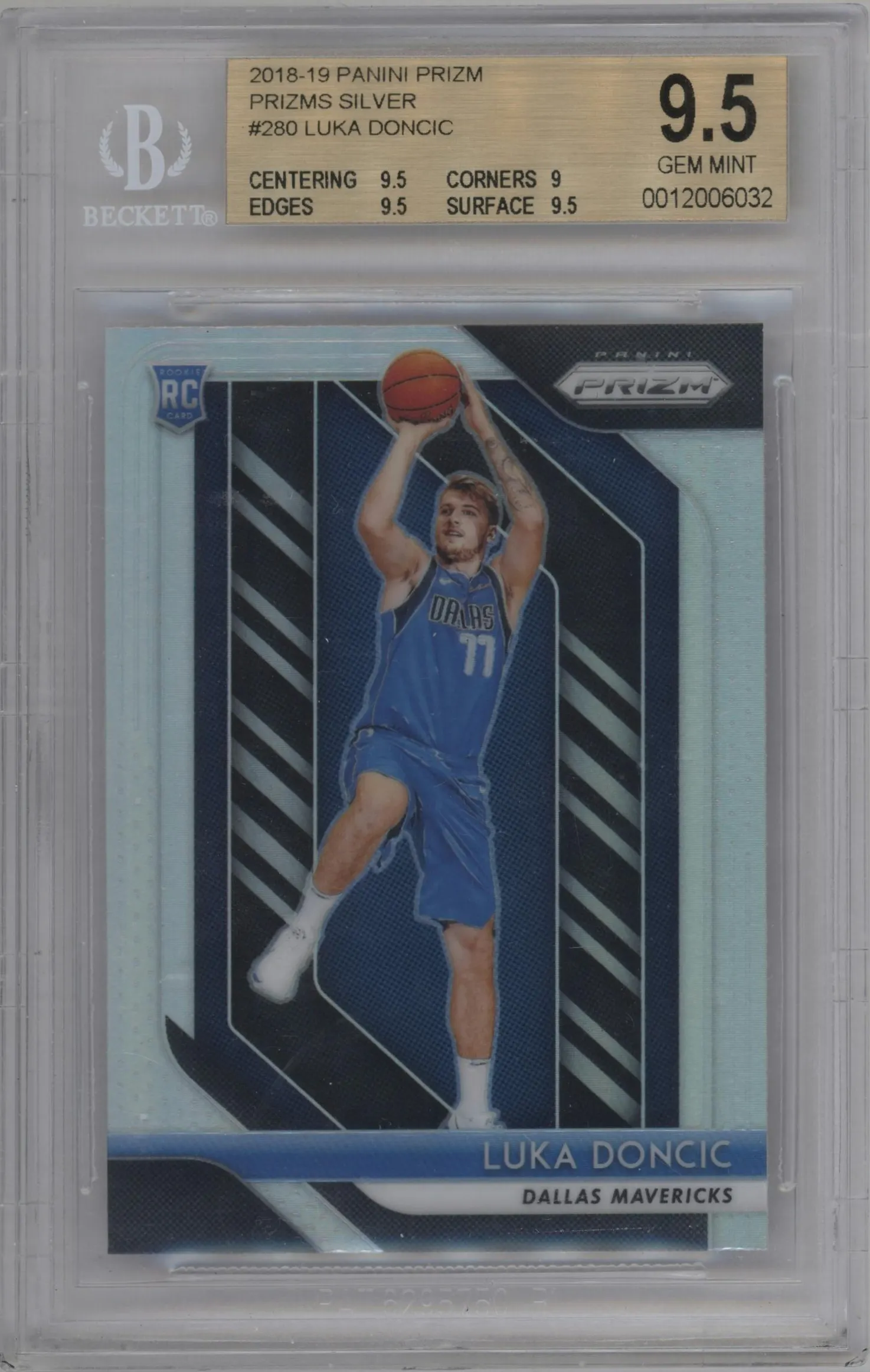 2018 Panini Prizm Luka Doncic Silver Prizm #280 BGS 9.5