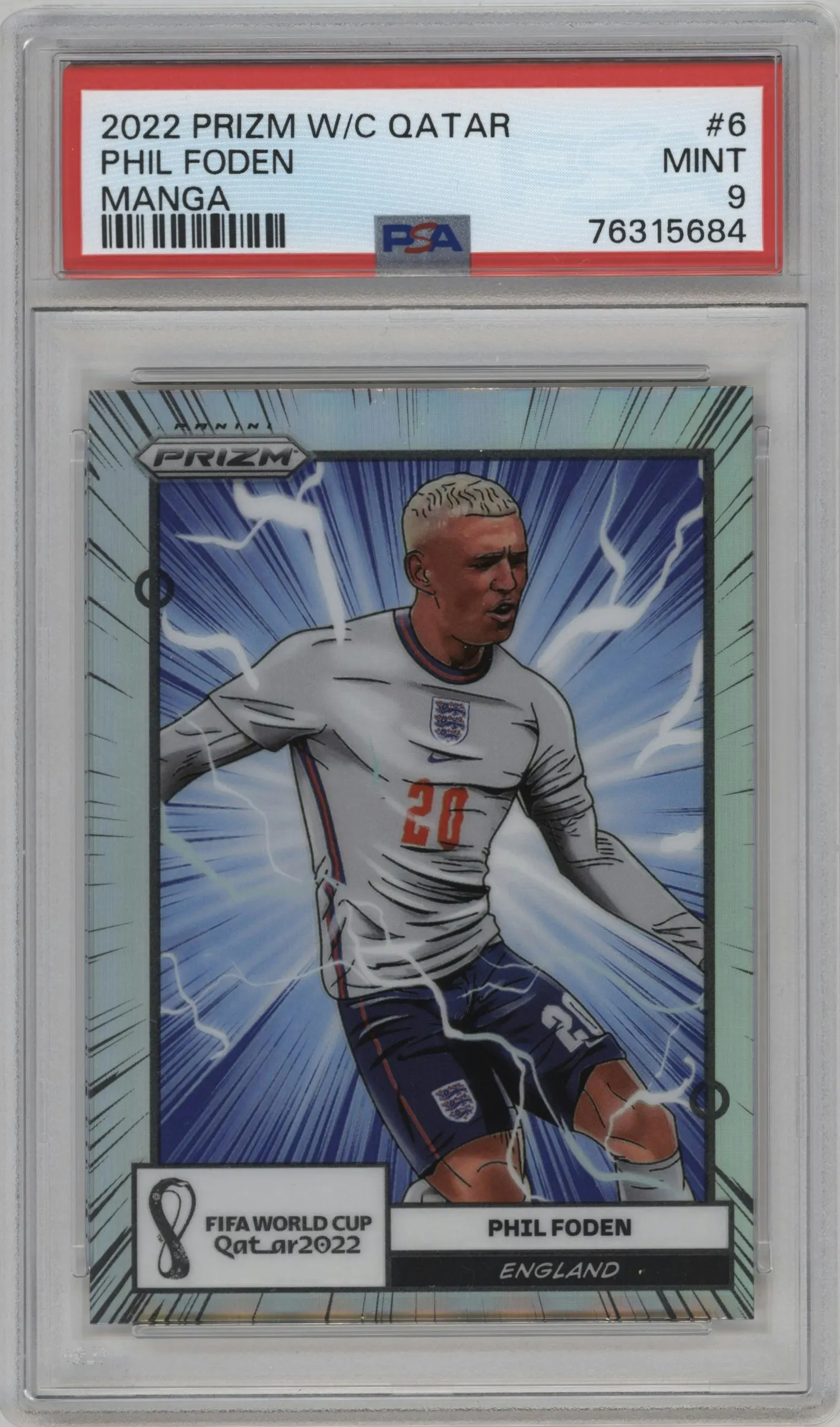 2022 Panini Prizm FIFA WC Qatar Manga Phil Foden #6 PSA 9