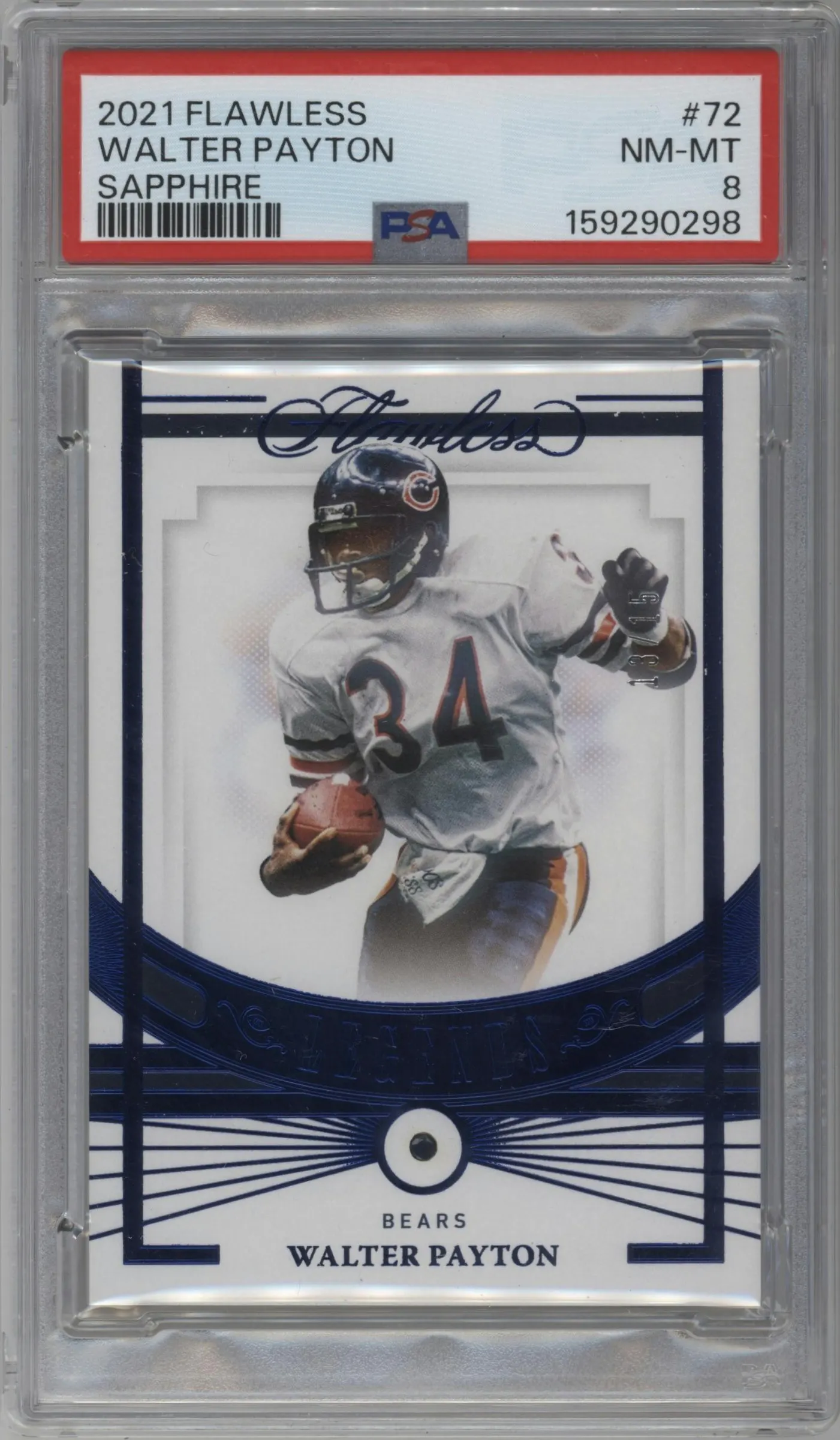 2021 Panini Flawless Walter Payton Sapphire #72 PSA 8