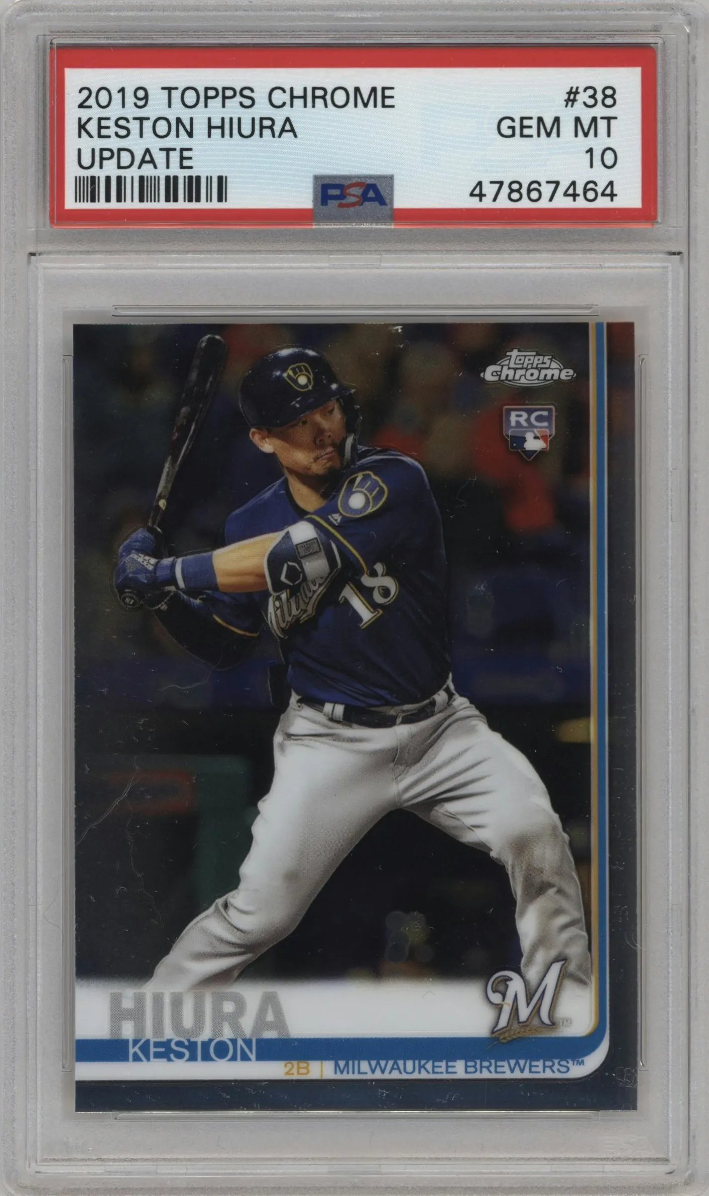 2019 Topps Chrome Update Keston Hiura #38 PSA 10