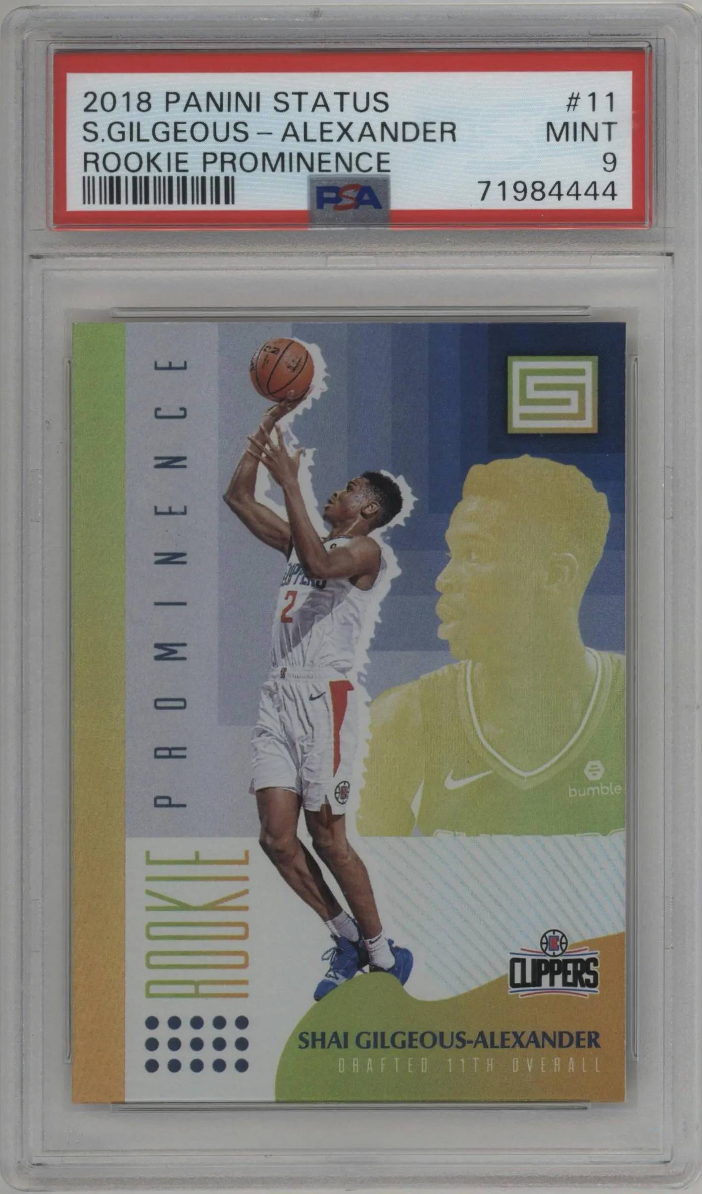 2018 Panini Status Rke.Prominence Shai Gilgeous-Alexander #11 PSA 9
