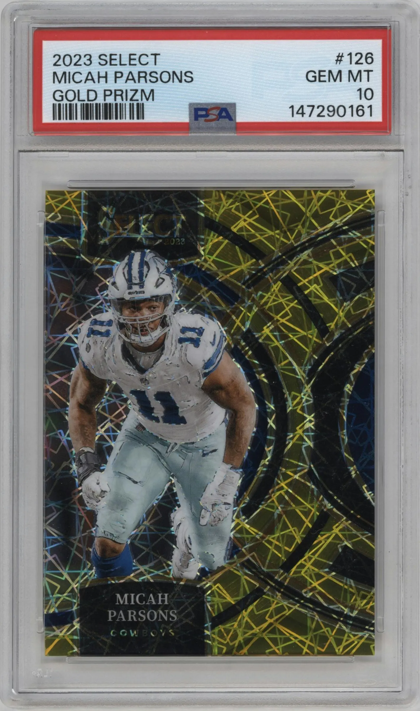 2023 Panini Select Pre.Lvl. Micah Parsons Gold Prizm #126 PSA 10