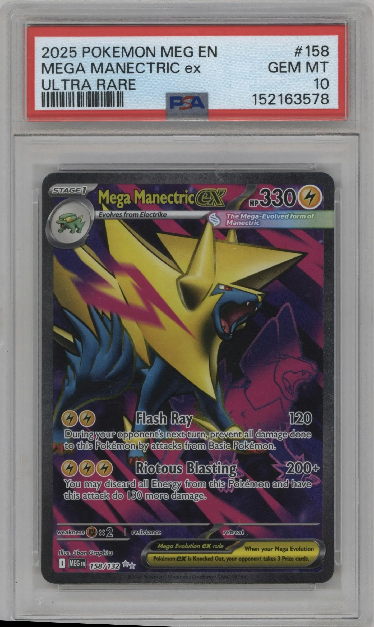 2025 Pokemon Mega Evolution Mega Manectric ex #158 PSA 10