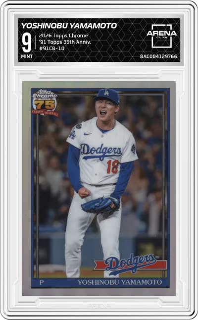 2026 Topps Chrome '91 Topps 35th Anniv. Yoshinobu Yamamoto #91CB-10 ARENA CLUB 9