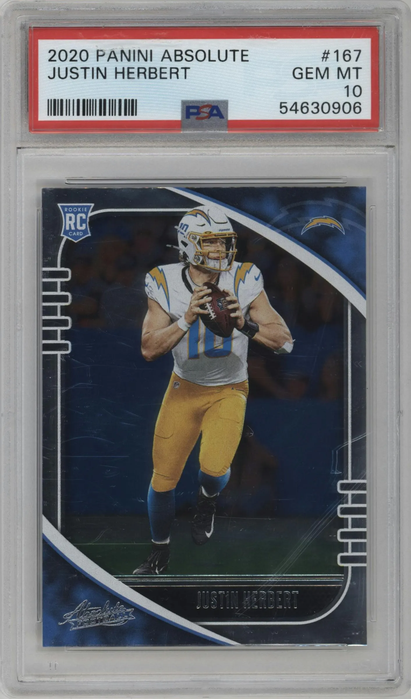 2020 Panini Absolute Justin Herbert Retail #167 PSA 10