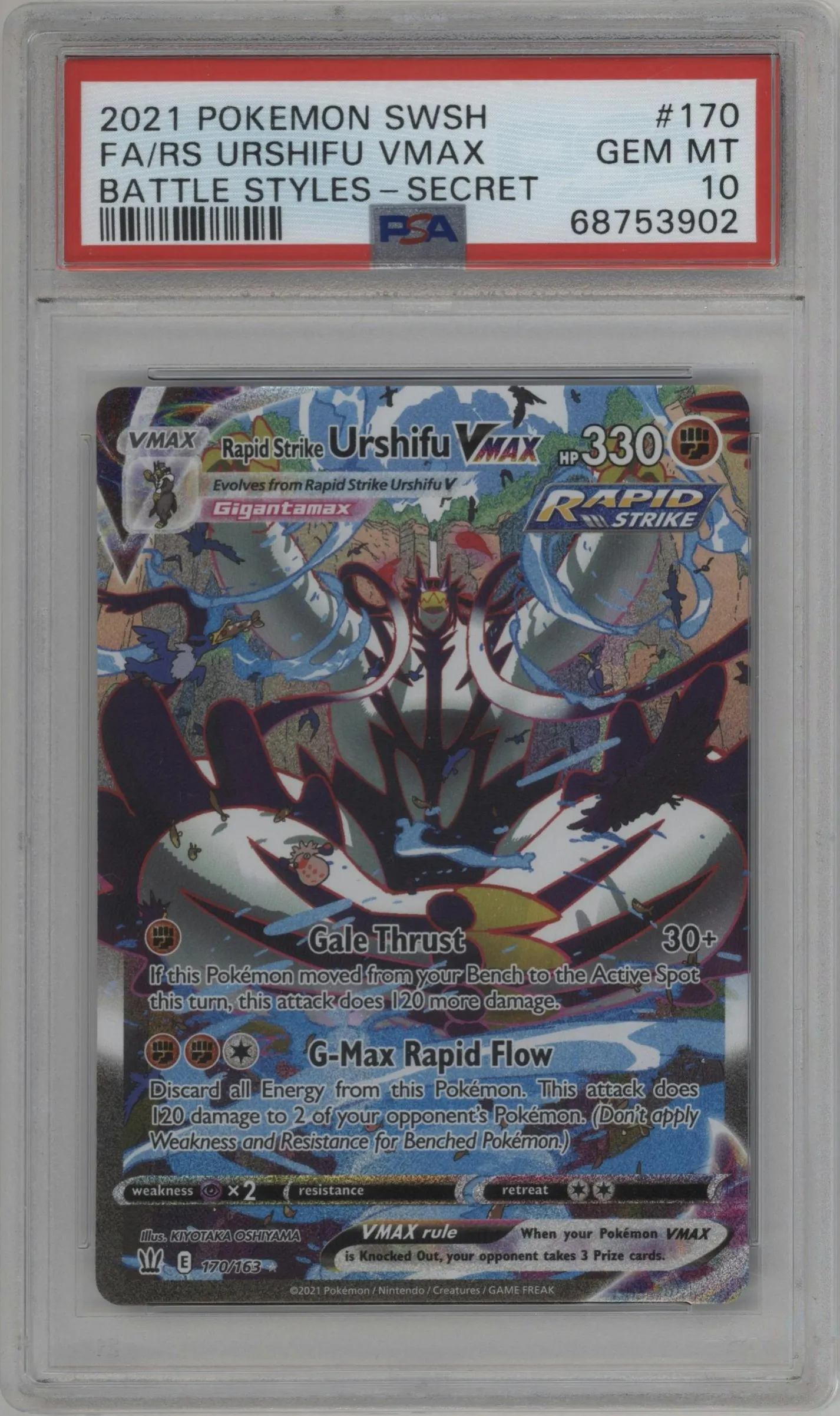 2021 Pokemon SWSH Battle Styles Rapid Strike Urshifu VMAX #170 PSA 10