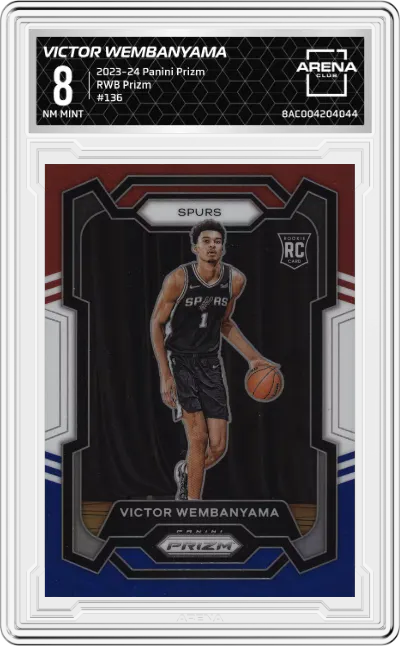 2023 Panini Prizm Victor Wembanyama Red White Blue Prizm #136 ARENA CLUB 8
