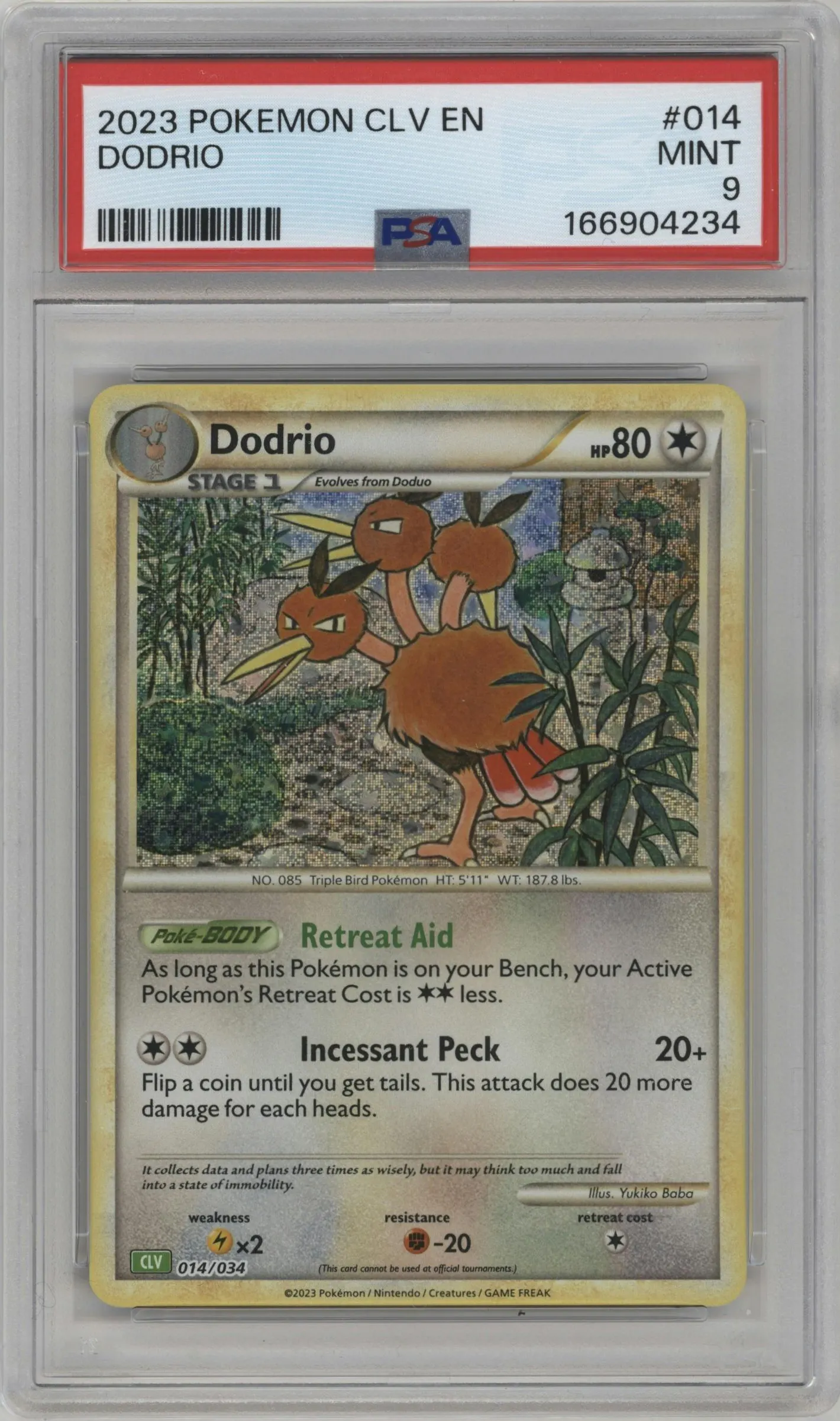 2023 Pokemon CLV Dodrio #014 PSA 9