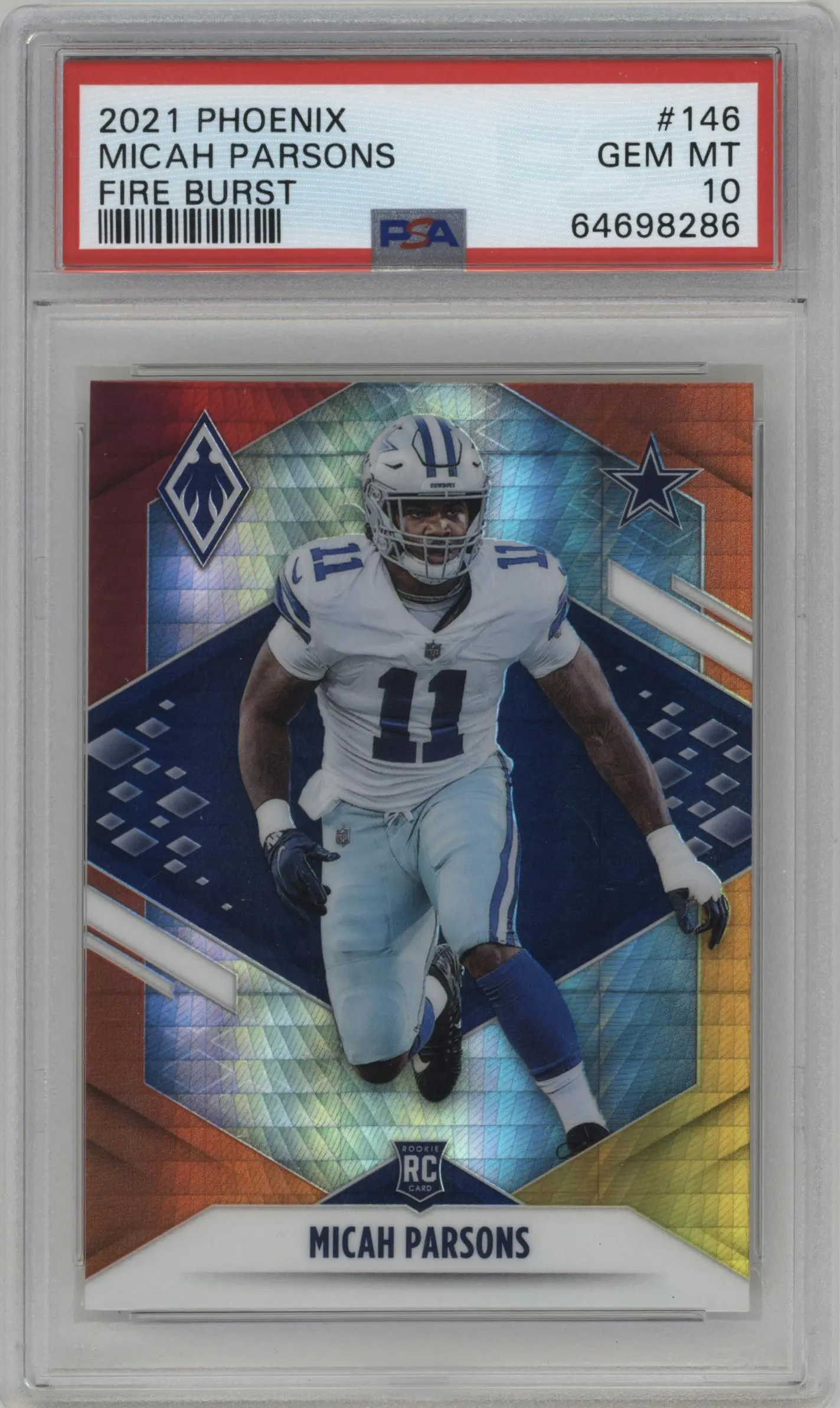 2021 Panini Phoenix Micah Parsons Fire Burst #146 PSA 10