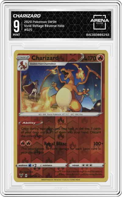 2020 Pokemon SWSH Vivid Voltage Charizard #025 ARENA CLUB 9