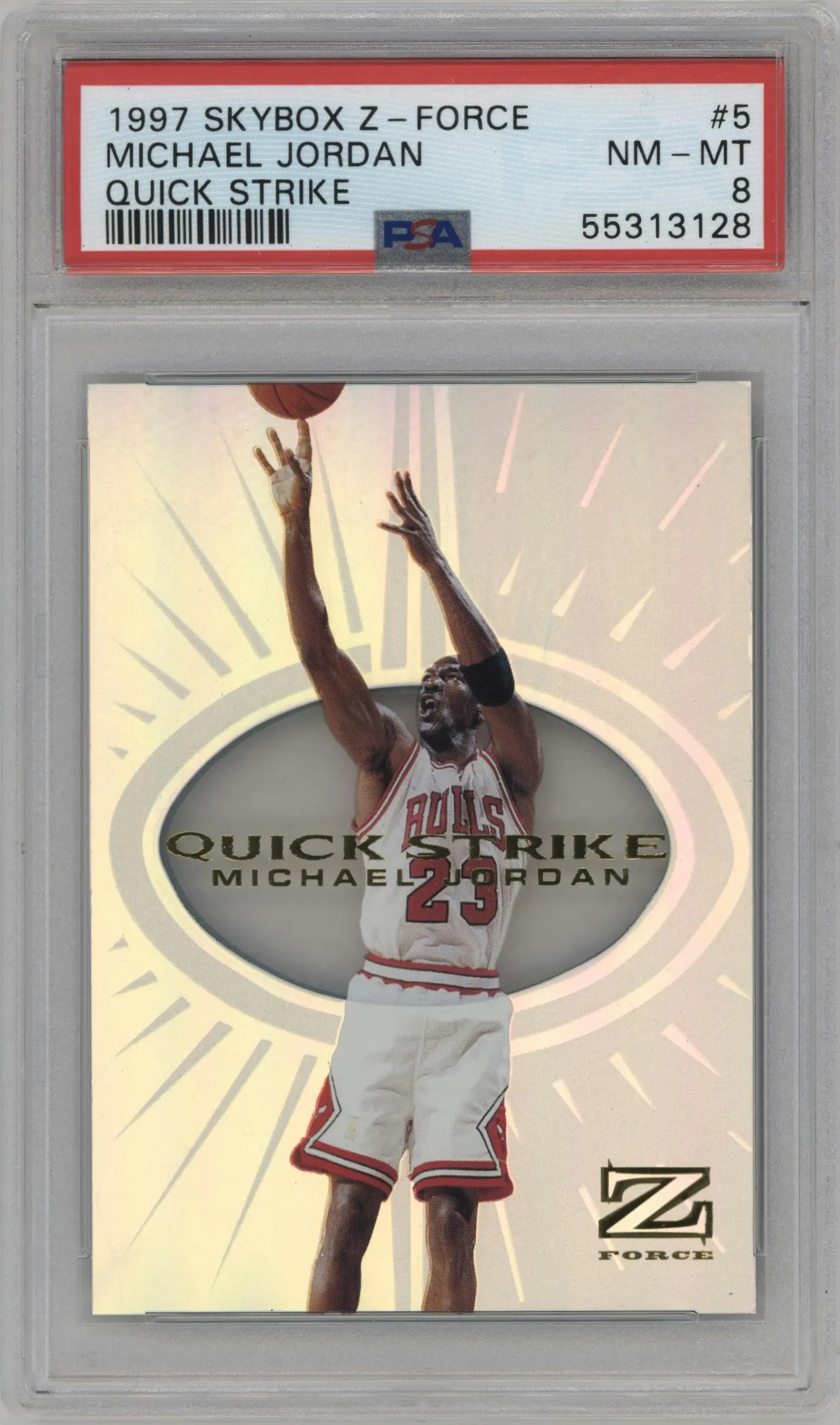 1997 Skybox Z-Force Quick Strike Michael Jordan QS #5 QS PSA 8