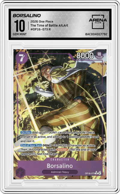 2026 One Piece The Time of Battle Borsalino Alternate Art R #OP16-073 R ARENA CLUB 10