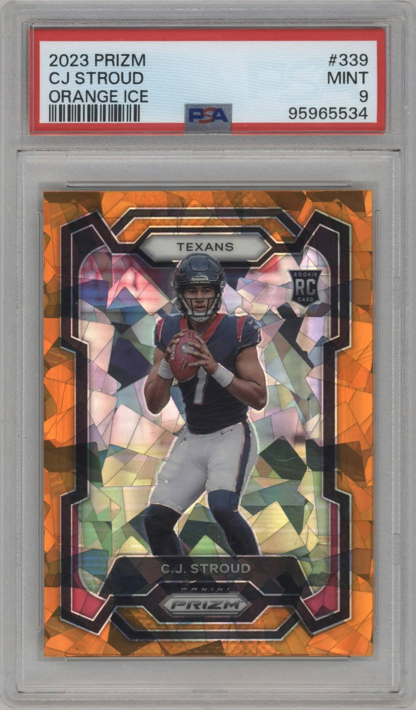 2023 Panini Prizm C.J. Stroud Orange Ice #339 PSA 9
