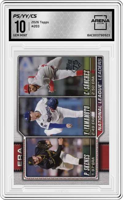 2026 Topps Paul Skenes/Yoshinobu Yamamoto/Cristopher Sanchez #203 ARENA CLUB 10