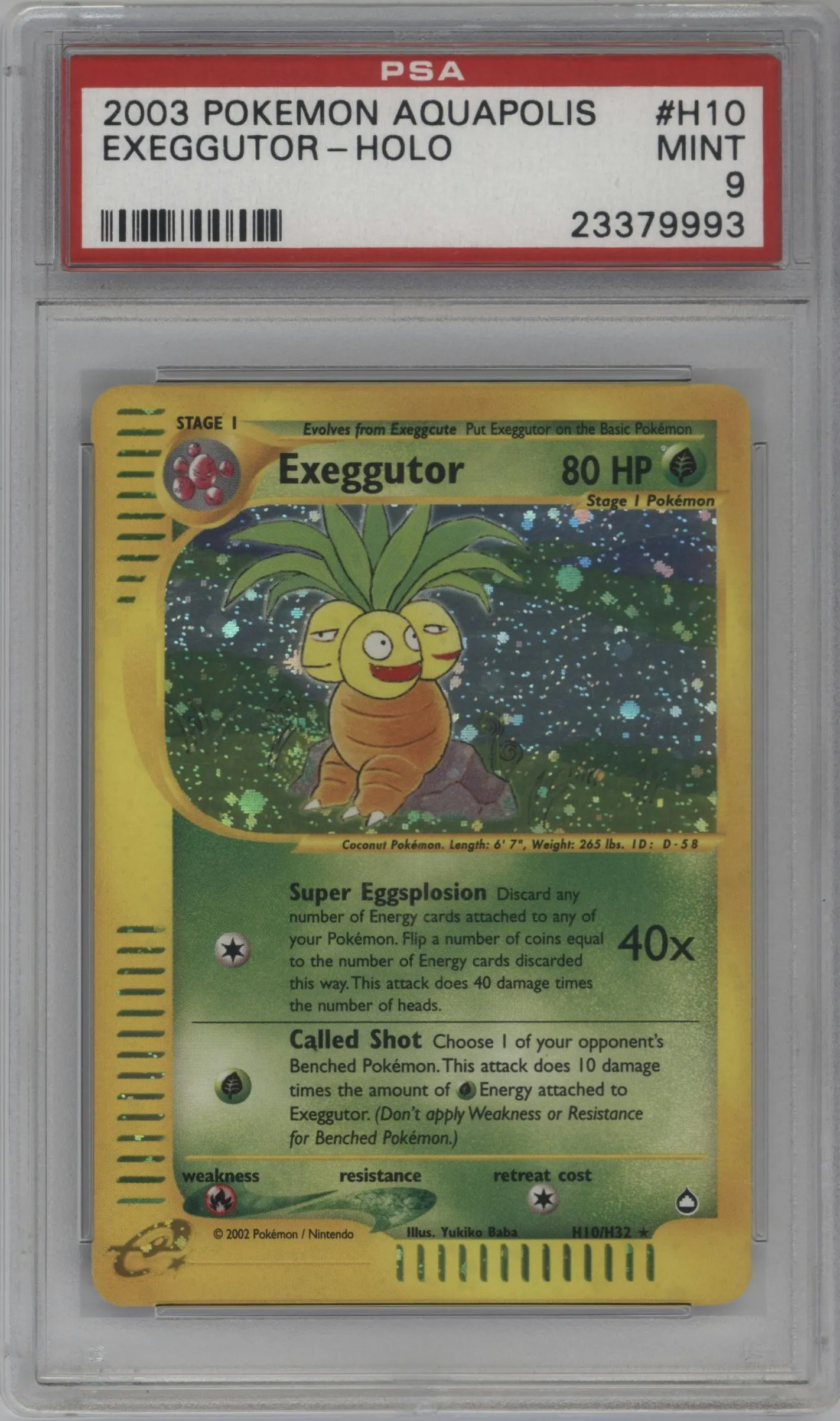 2003 Pokemon E-CARD Aquapolis Exeggutor #H10 PSA 9