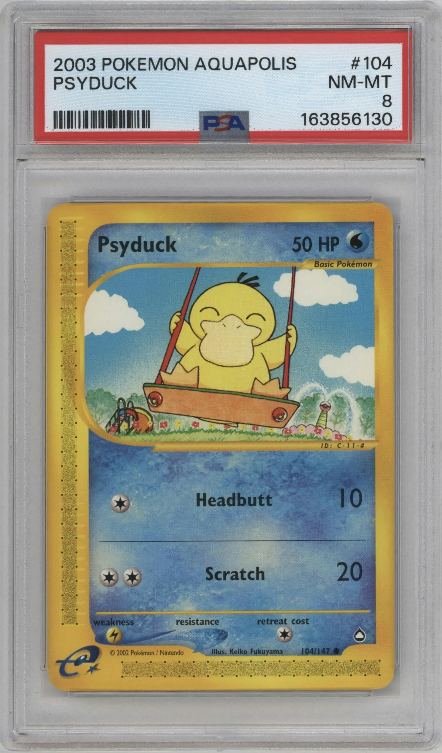 2003 Pokemon E-CARD Aquapolis Psyduck #104 PSA 8