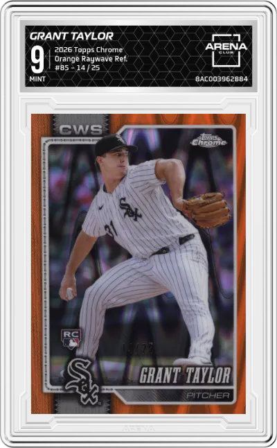 2026 Topps Chrome Grant Taylor Orange Raywave Refractor #85 ARENA CLUB 9