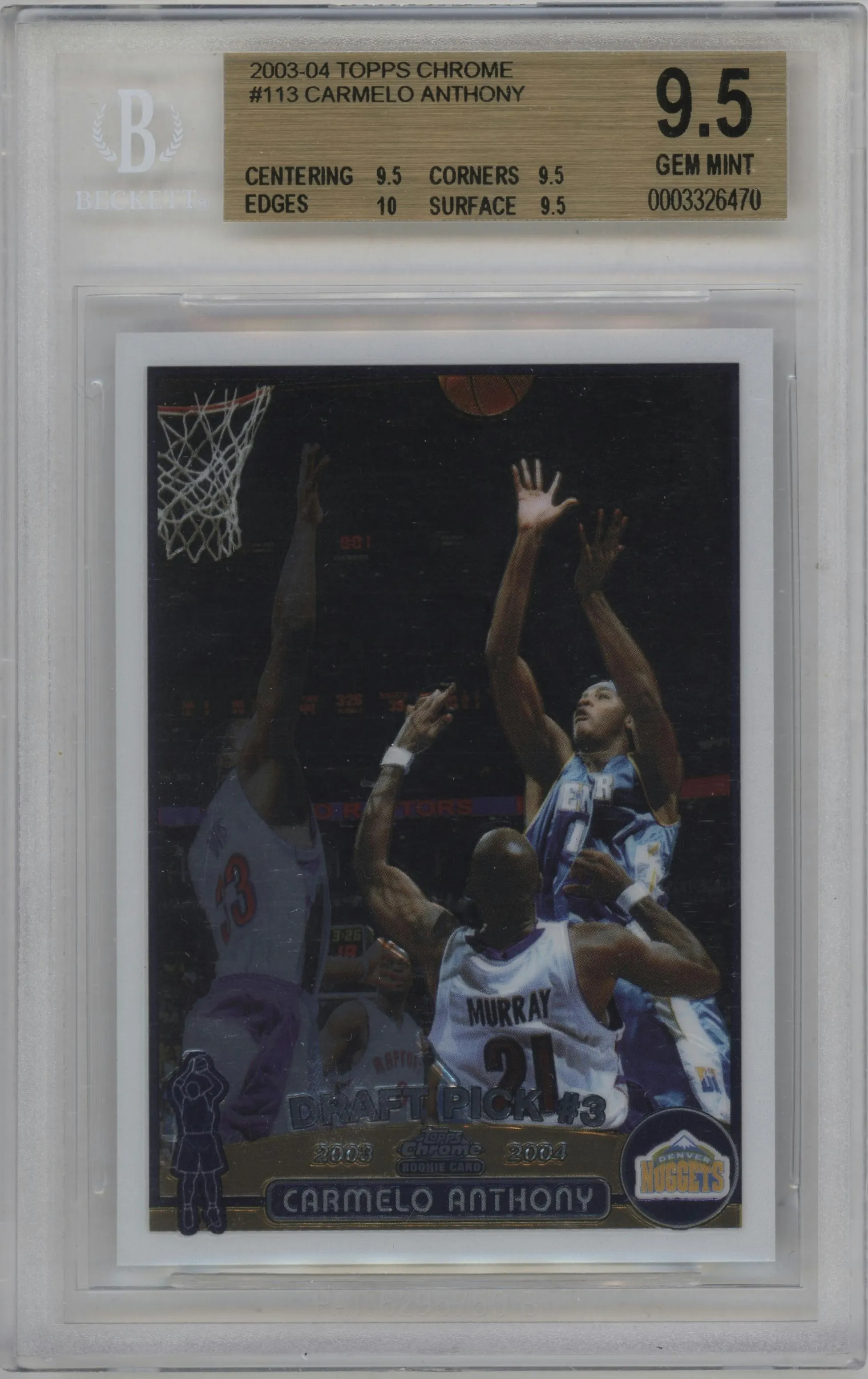 2003 Topps Chrome Carmelo Anthony #113 BGS 9.5