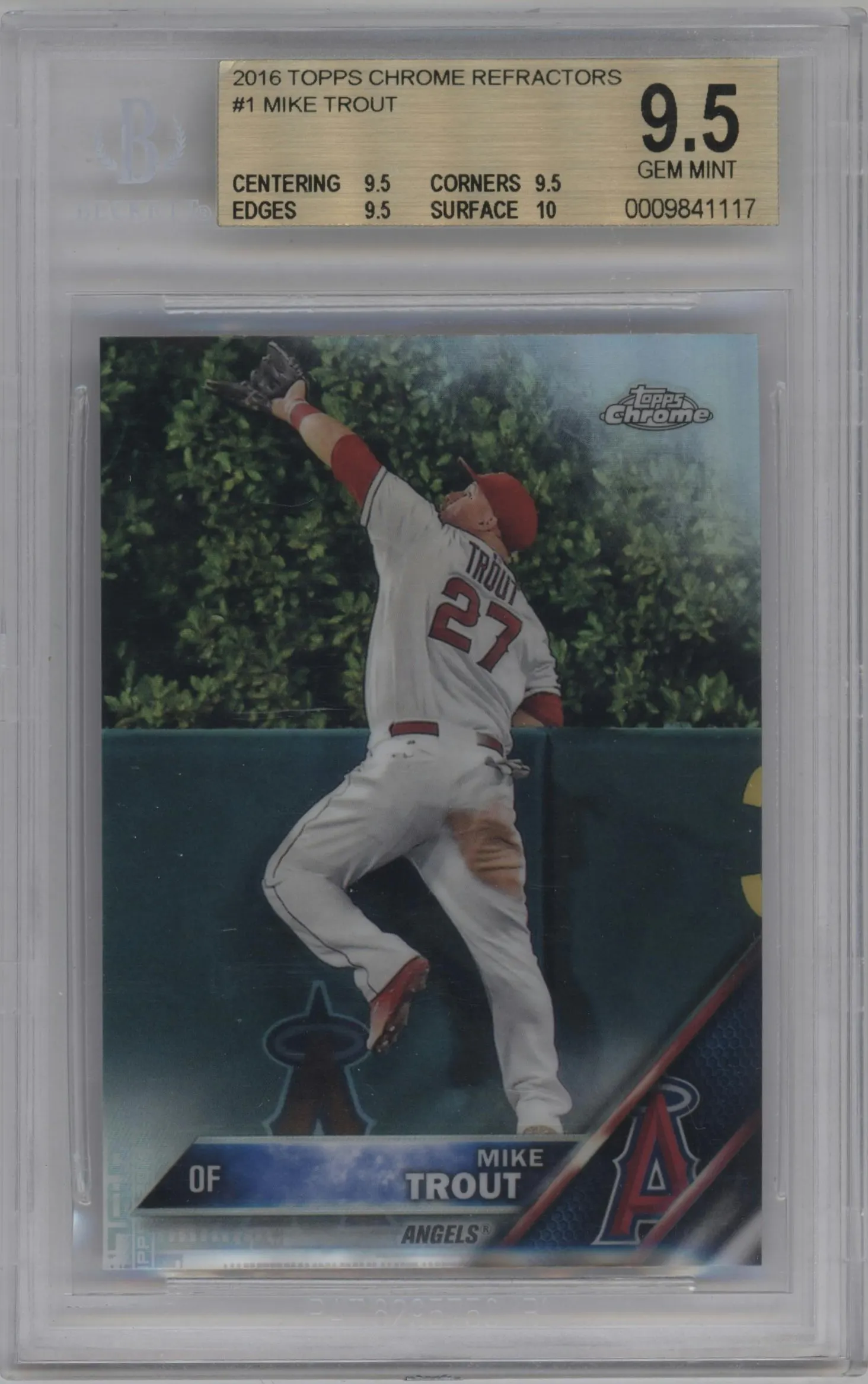 2016 Topps Chrome Mike Trout Refractor #1 BGS 9.5