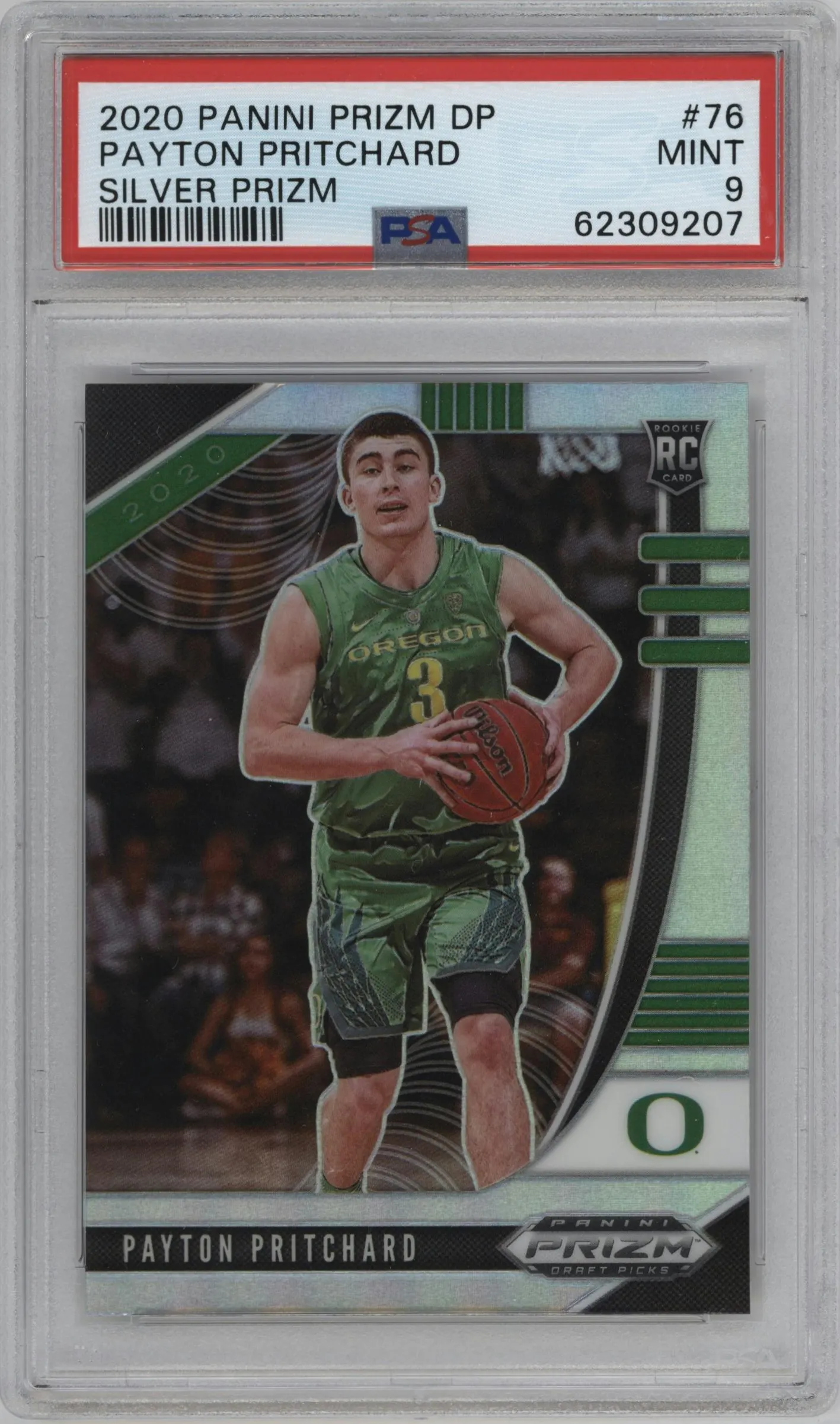 2020 Panini Prizm Draft Picks Payton Pritchard Silver Prizm #76 PSA 9