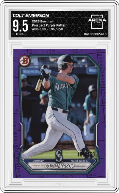 2026 Bowman Prospect Colt Emerson Purple Pattern ARENA CLUB 9.5