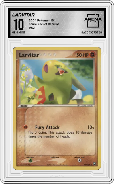 2004 Pokemon EX Team Rocket Returns Larvitar #62 ARENA CLUB 10