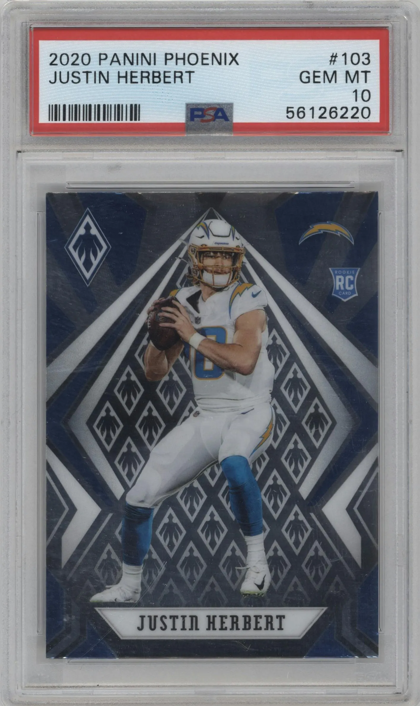 2020 Panini Phoenix Justin Herbert PSA 10