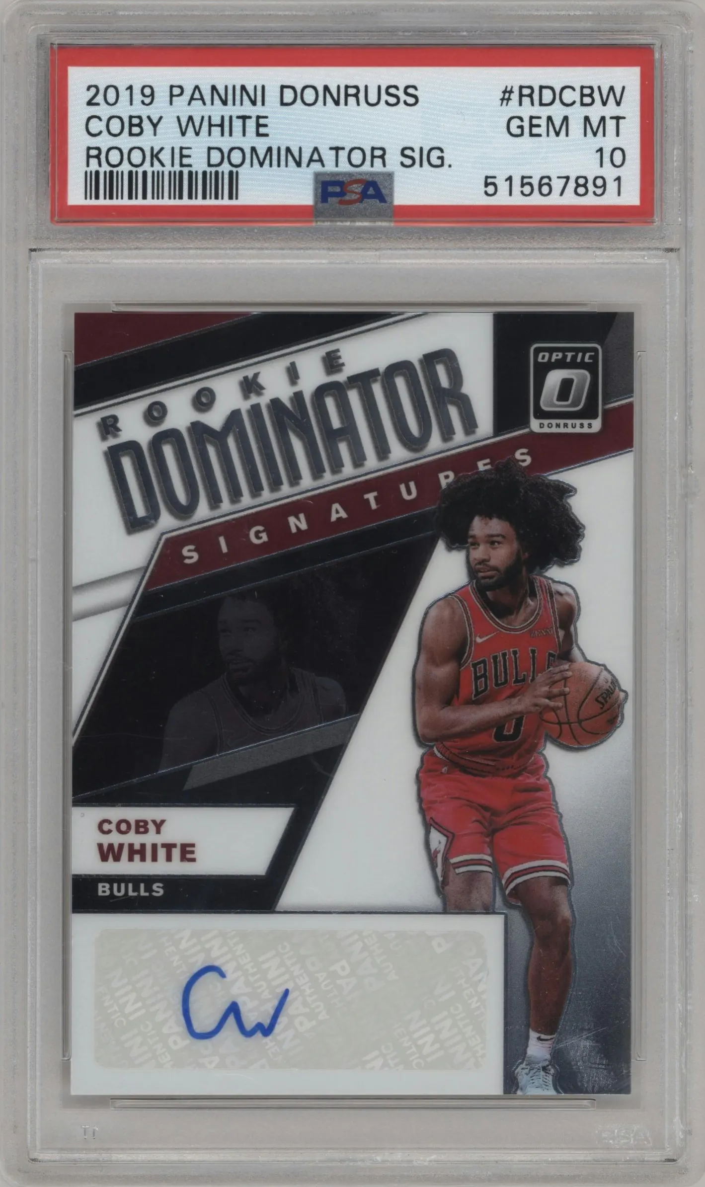 2019 Panini Donruss Rke.Dominator Sig. Coby White #RD-CBW PSA 10