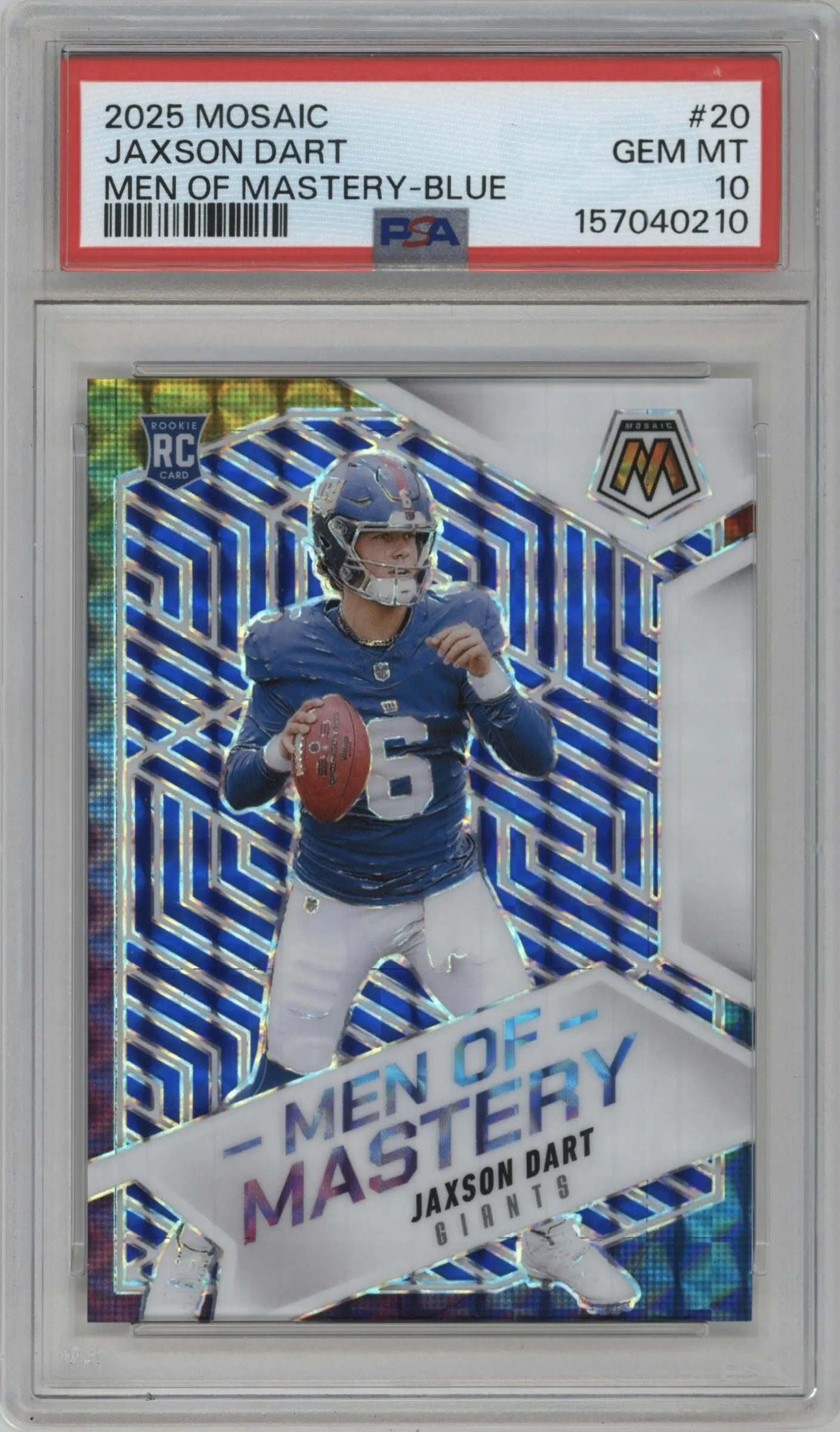 2025 Panini Mosaic Men of Mastery Jaxson Dart Blue #20 PSA 10