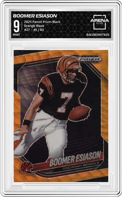 2025 Panini Prizm Black Boomer Esiason Orange Wave #27 ARENA CLUB 9