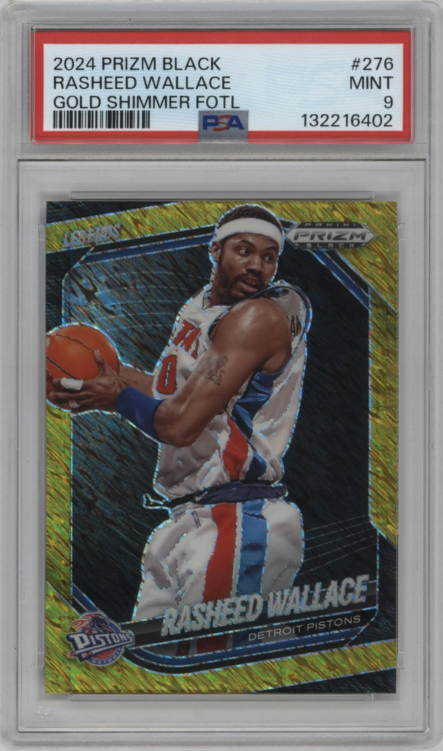 2024 Panini Prizm Black Rasheed Wallace Gold Shimmer PSA 9