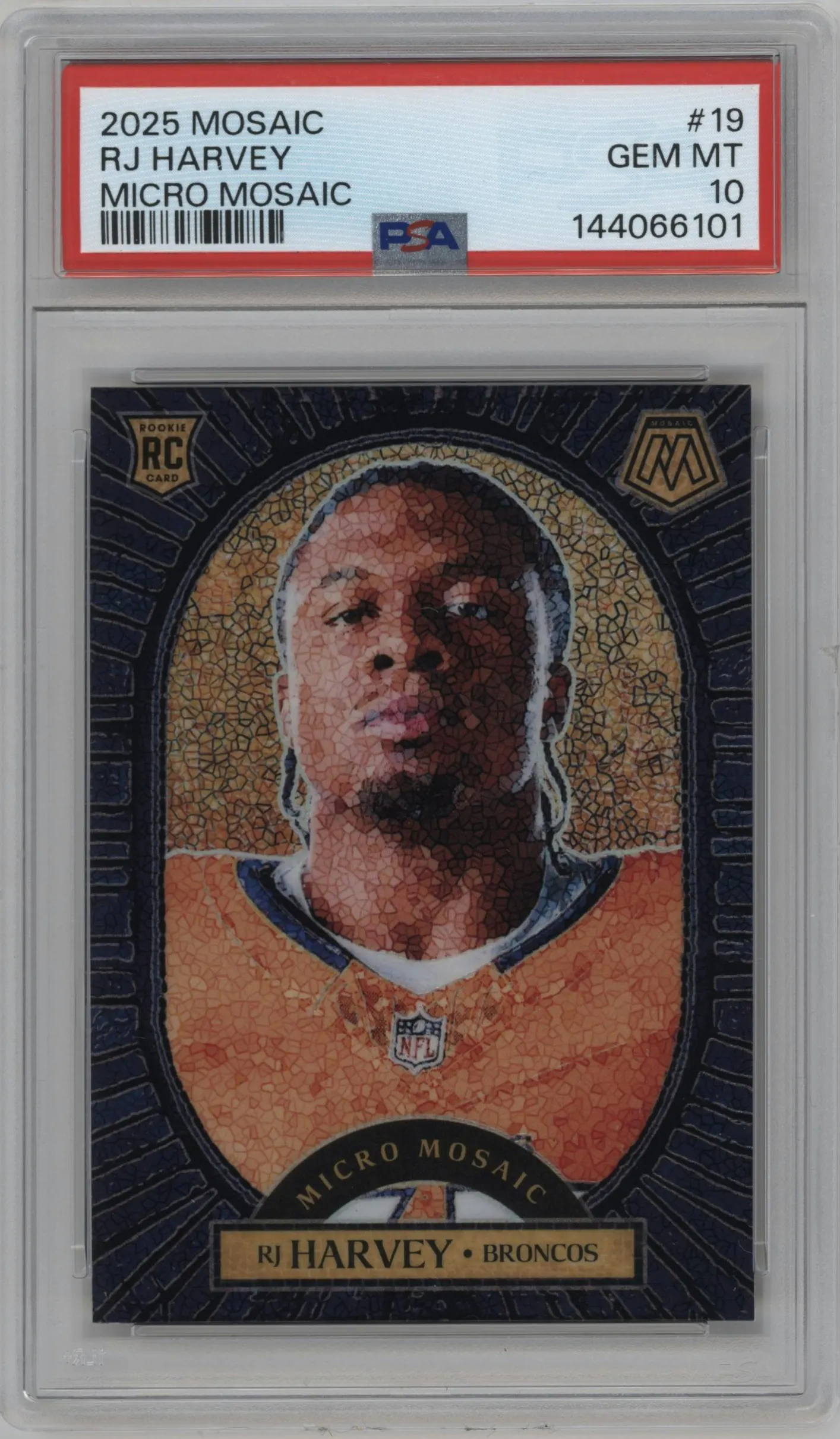 2025 Panini Mosaic Micro Mosaic RJ Harvey #19 PSA 10