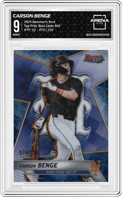 2025 Bowman's Best Top Pros. Carson Benge Blue Lazer Refractors ARENA CLUB 9
