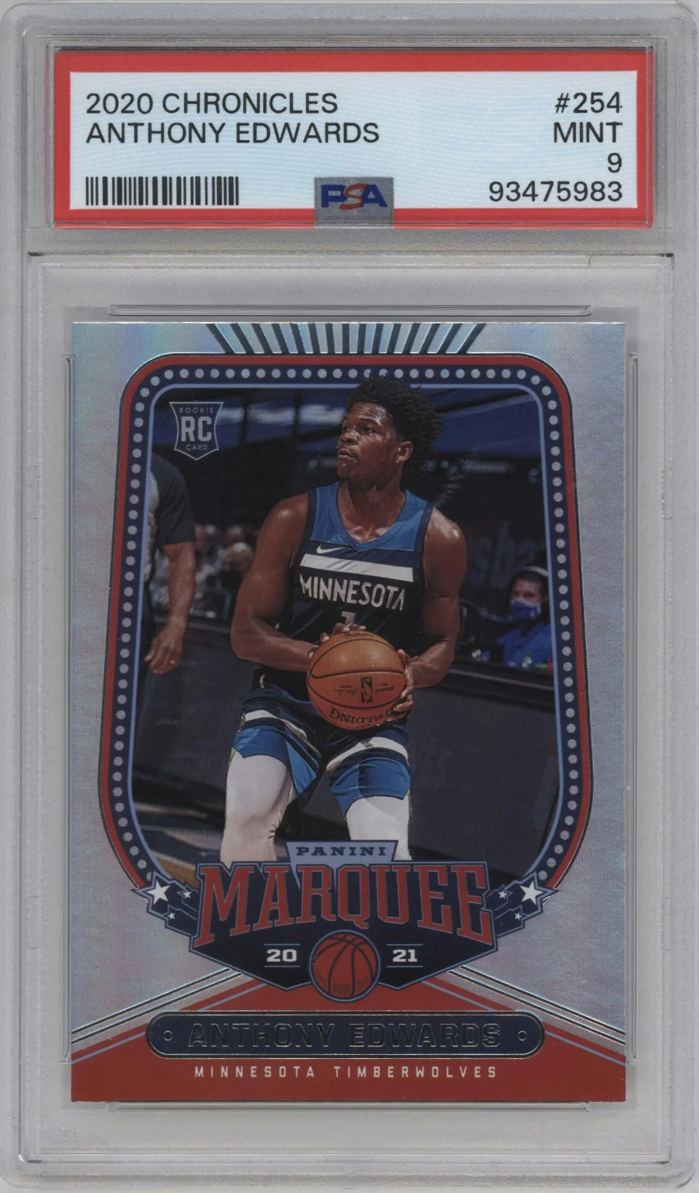 2020 Panini Chronicles Marquee Anthony Edwards #254 PSA 9