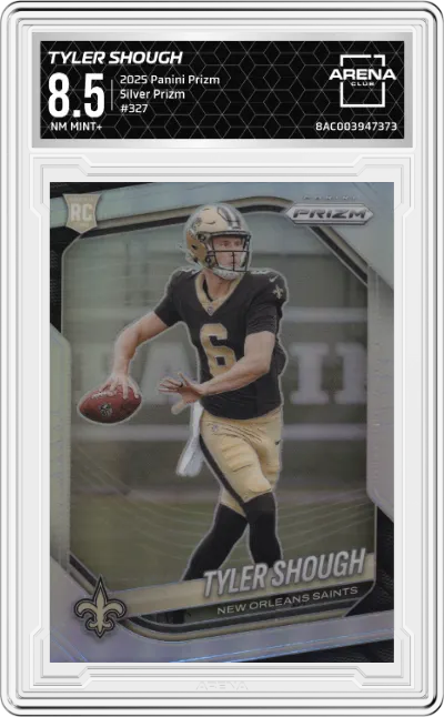 2025 Panini Prizm Tyler Shough Silver Prizm #327 ARENA CLUB 8.5