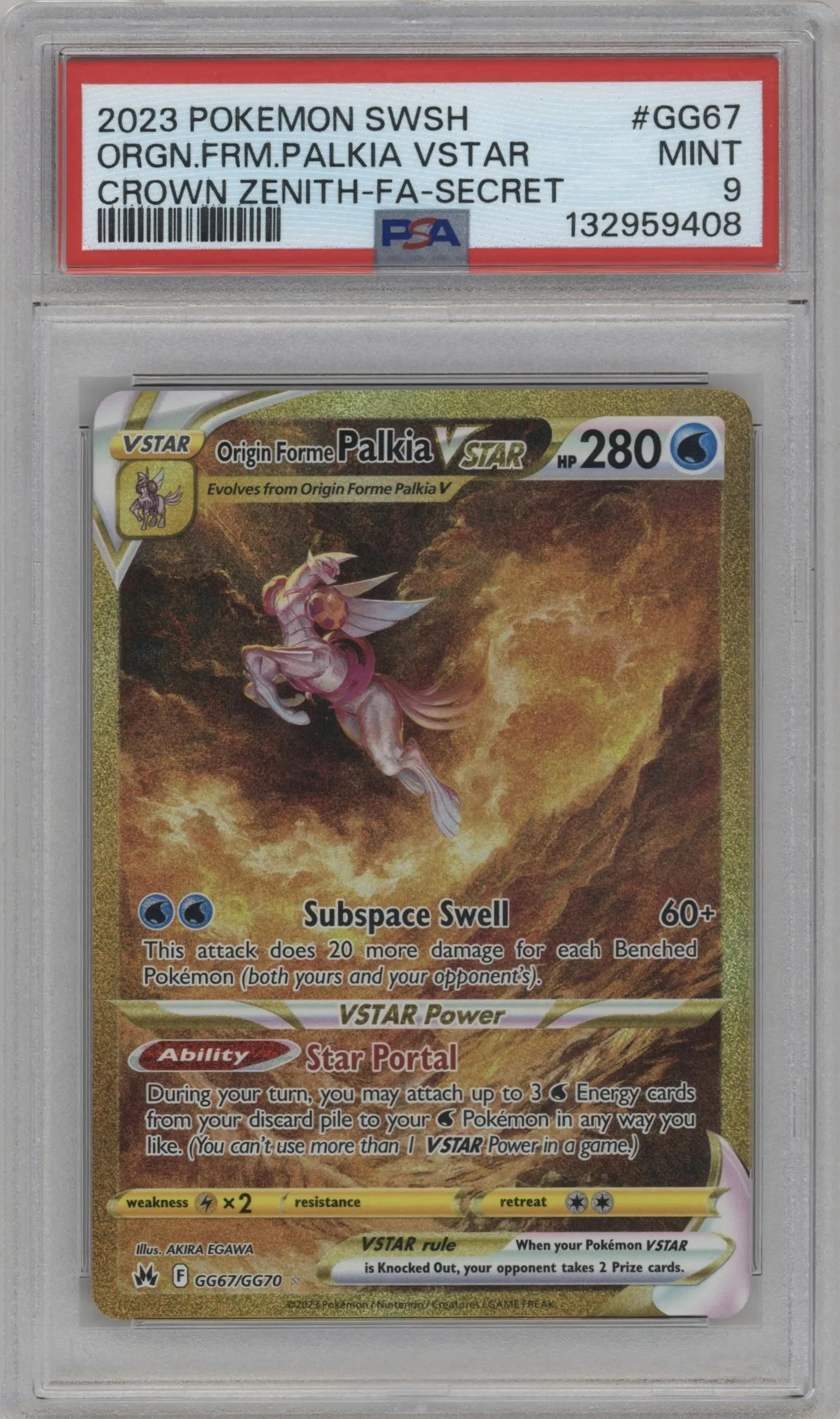 2023 Pokemon SWSH Crown Zenith GG Origin Forme Palkia VSTAR #GG67 PSA 9