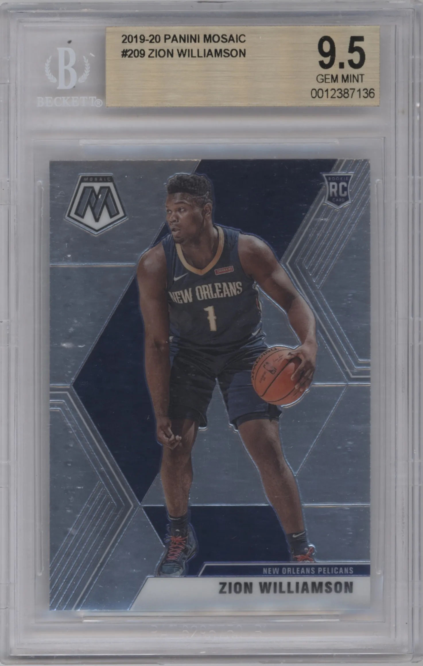2019 Panini Mosaic Zion Williamson #209 BGS 9.5