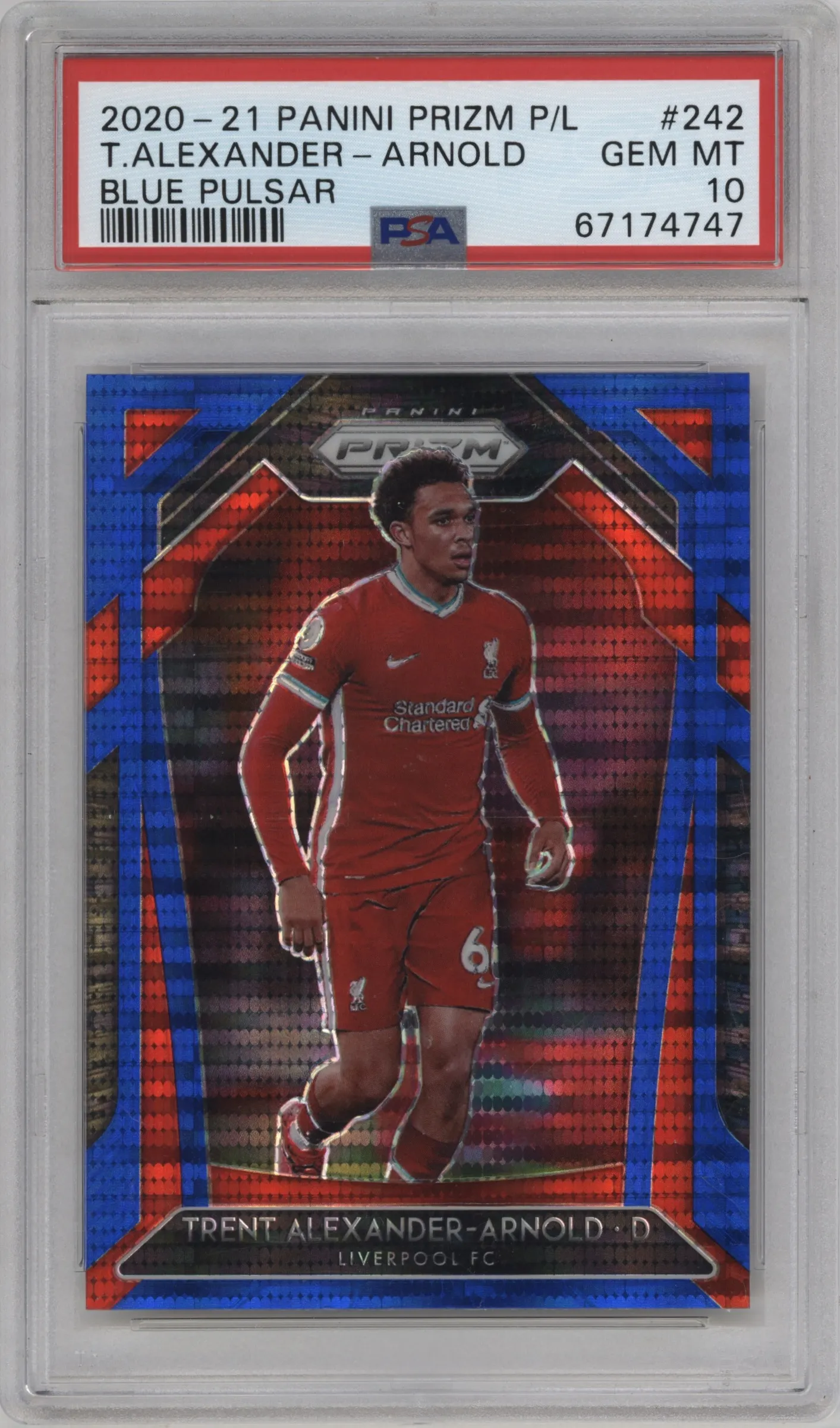 2020 Panini Prizm Premier League Trent Alexander-Arnold Blue Pulsar #242 PSA 10
