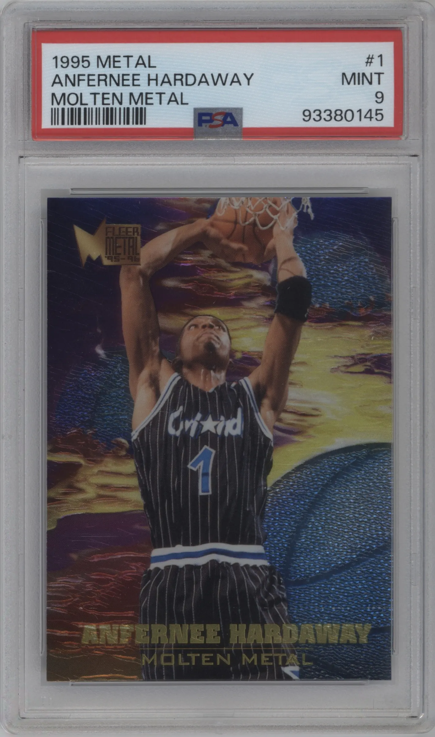 1995 Fleer Metal Molten Metal Anfernee Hardaway #1 PSA 9