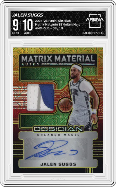2024 Panini Obsidian Matrix Mat.Auto Jalen Suggs Electric Etch Molten Mojo #MM-SUG ARENA CLUB 9